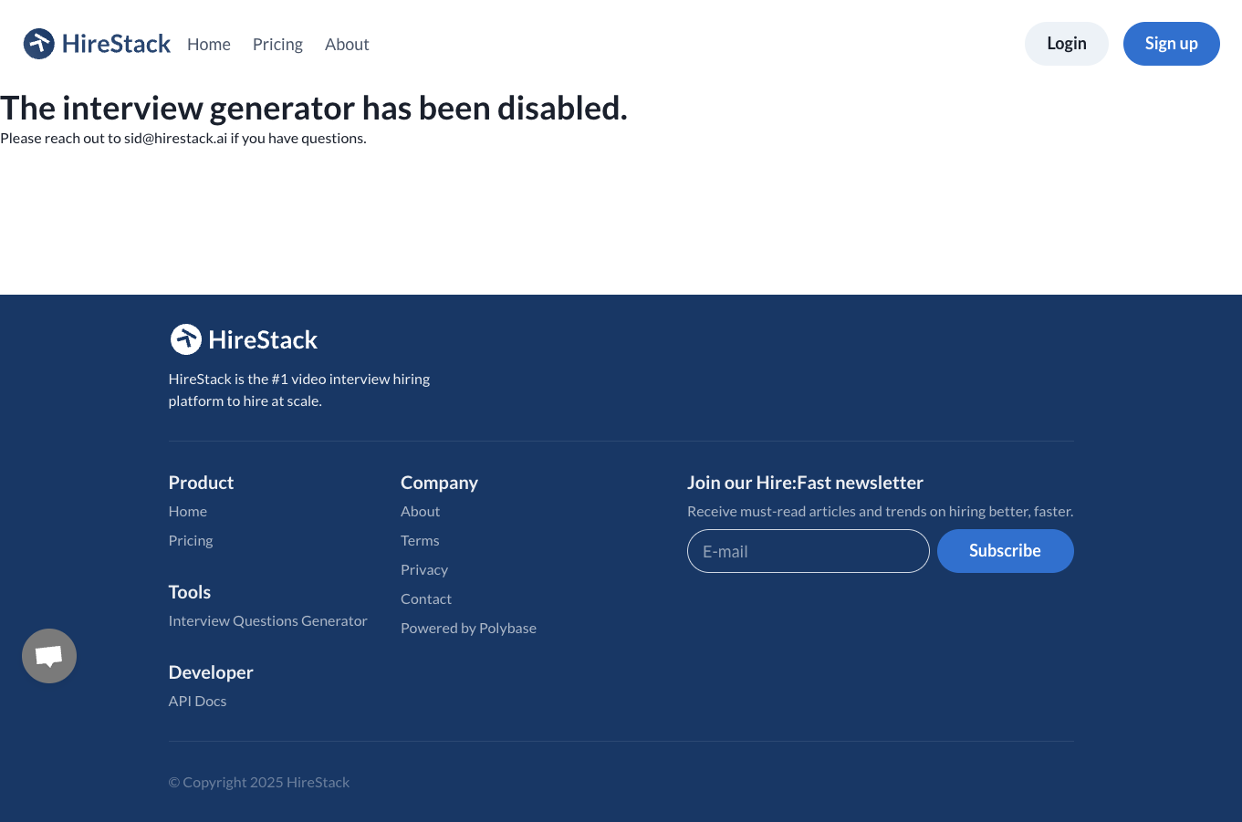 HireStack Interview Questions Generator screenshot