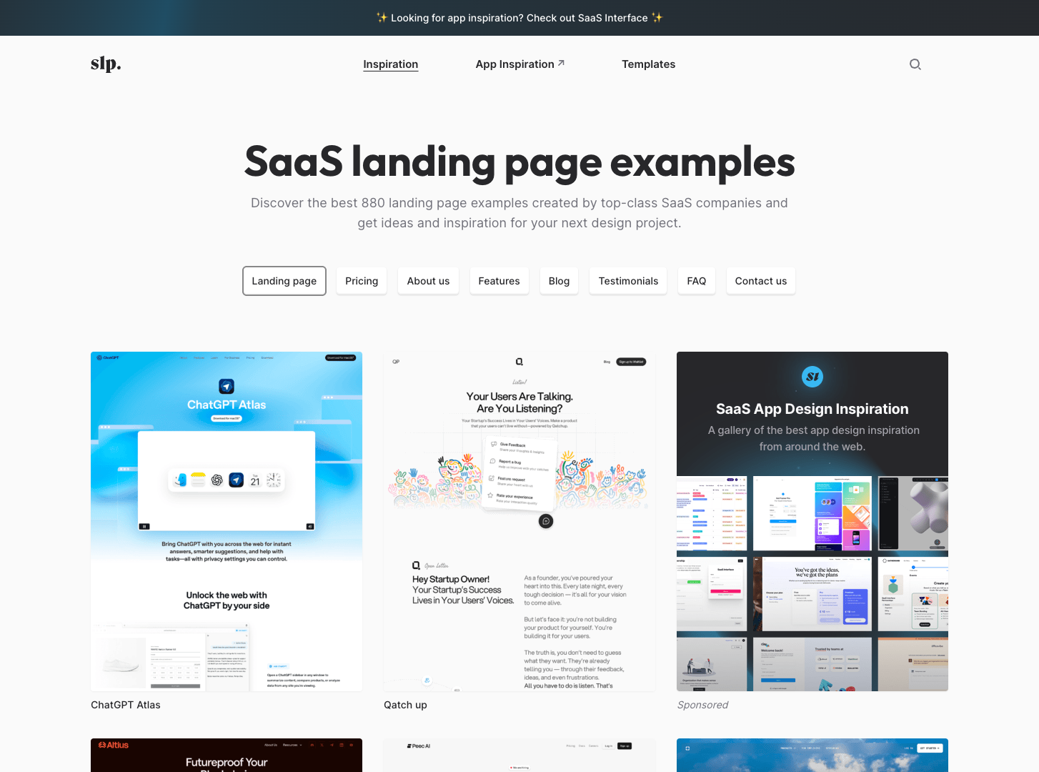 SaaS Landing Page Gallery screenshot