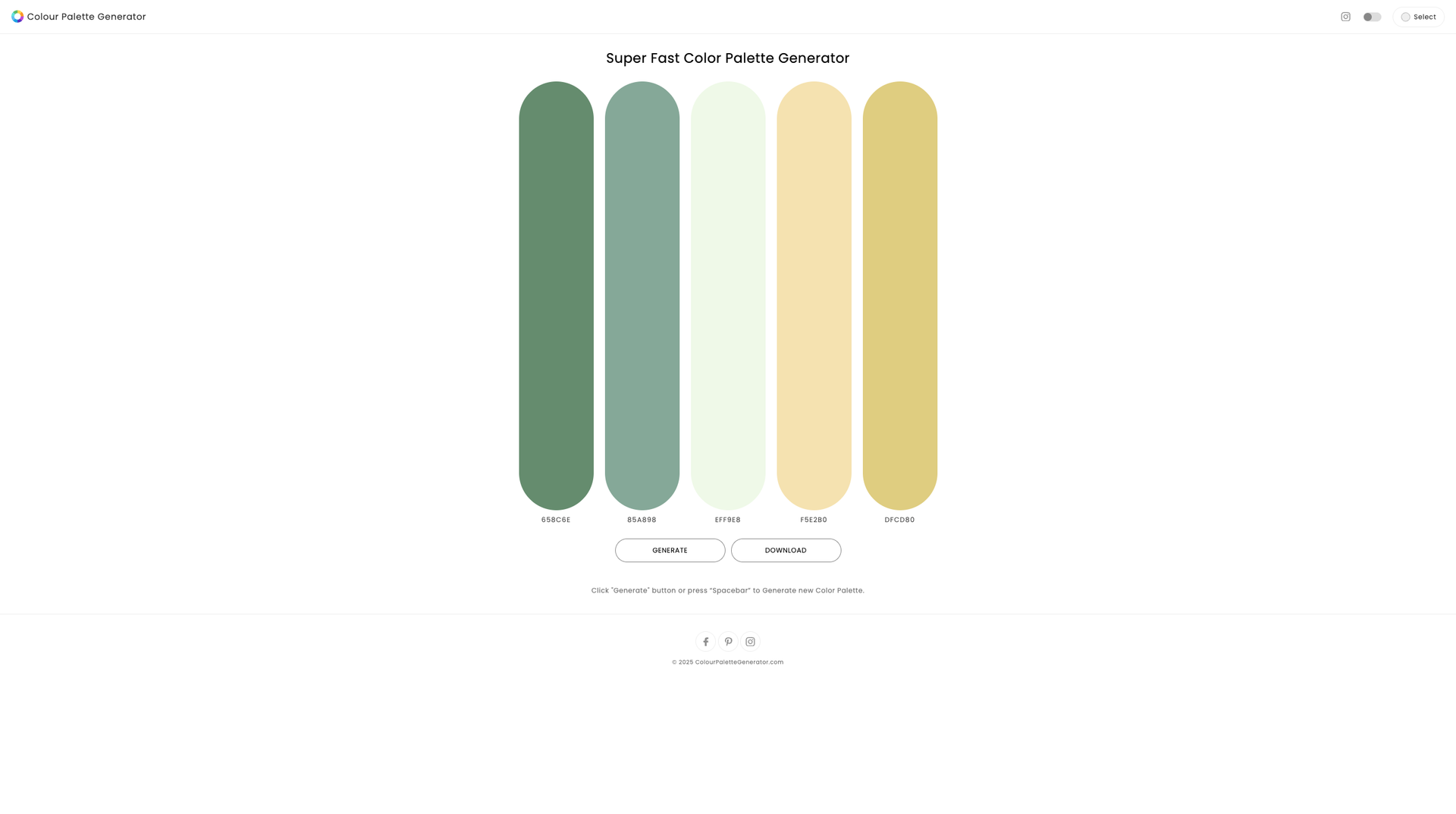 ColourPaletteGenerator screenshot