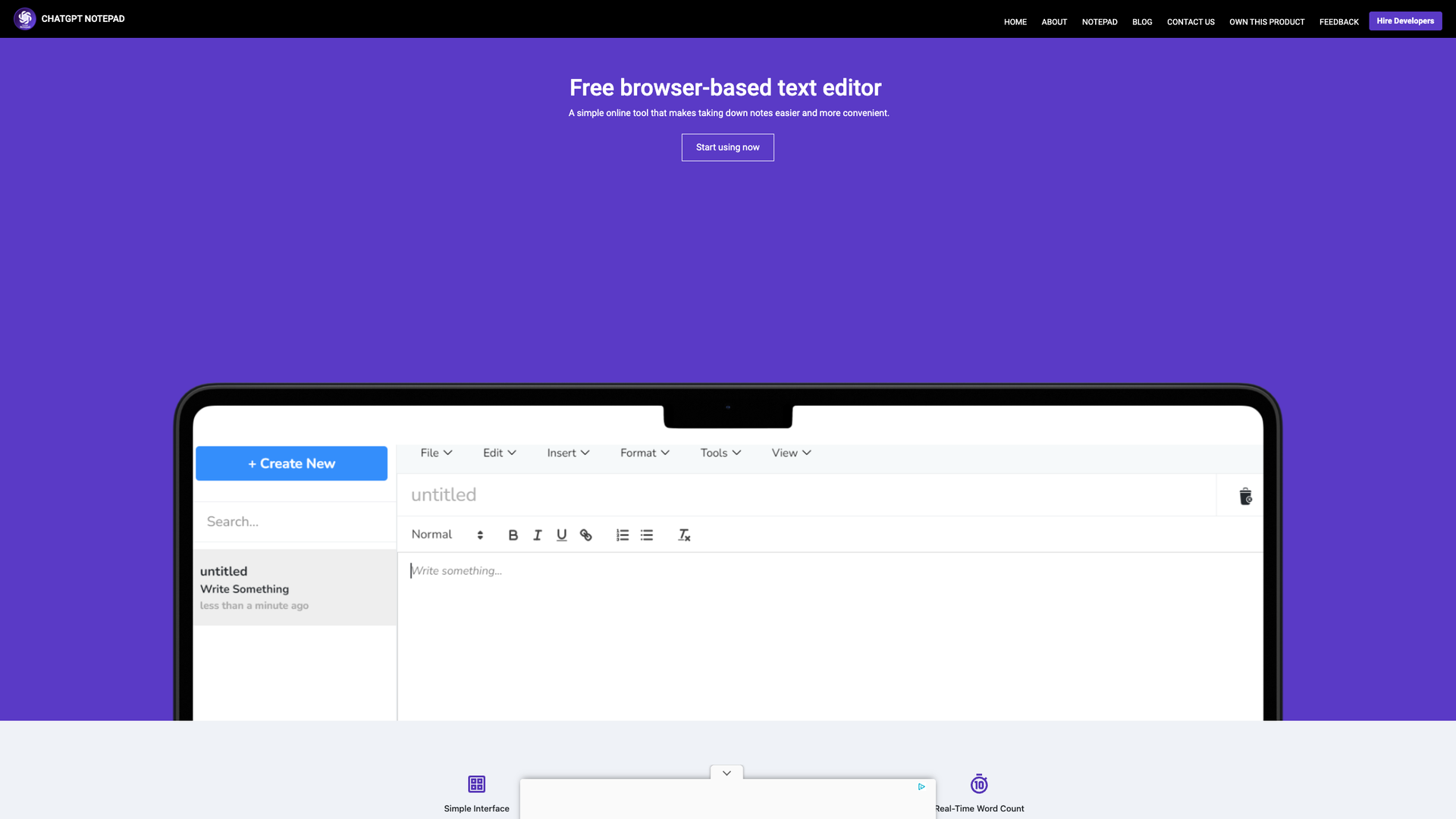 ChatGPT Notepad screenshot