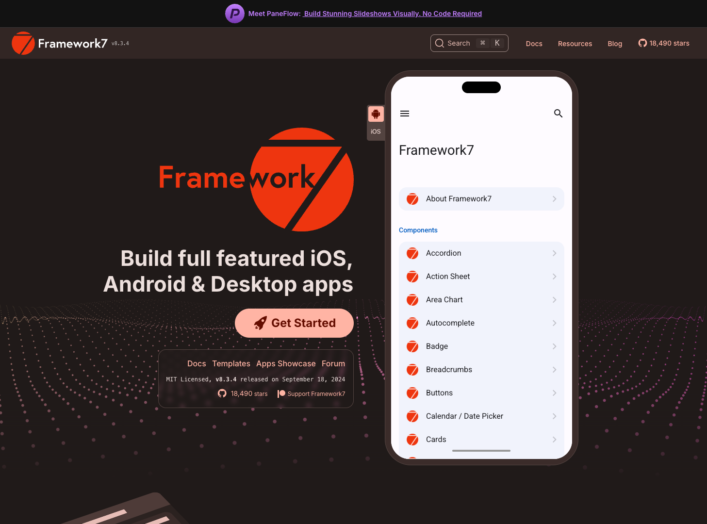 Framework7 screenshot