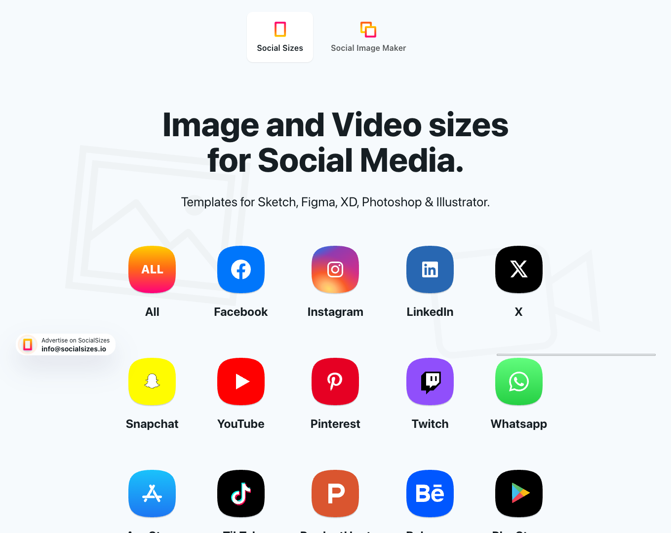 SocialSizes.io screenshot