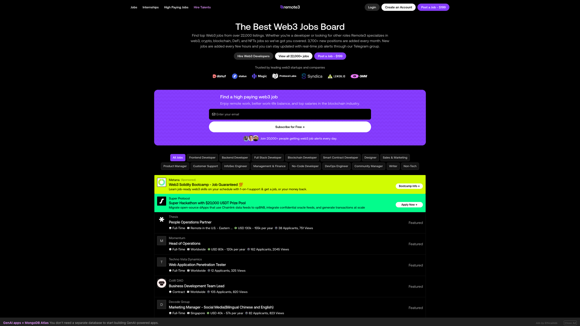 Remote3 Web3 Jobs Board screenshot