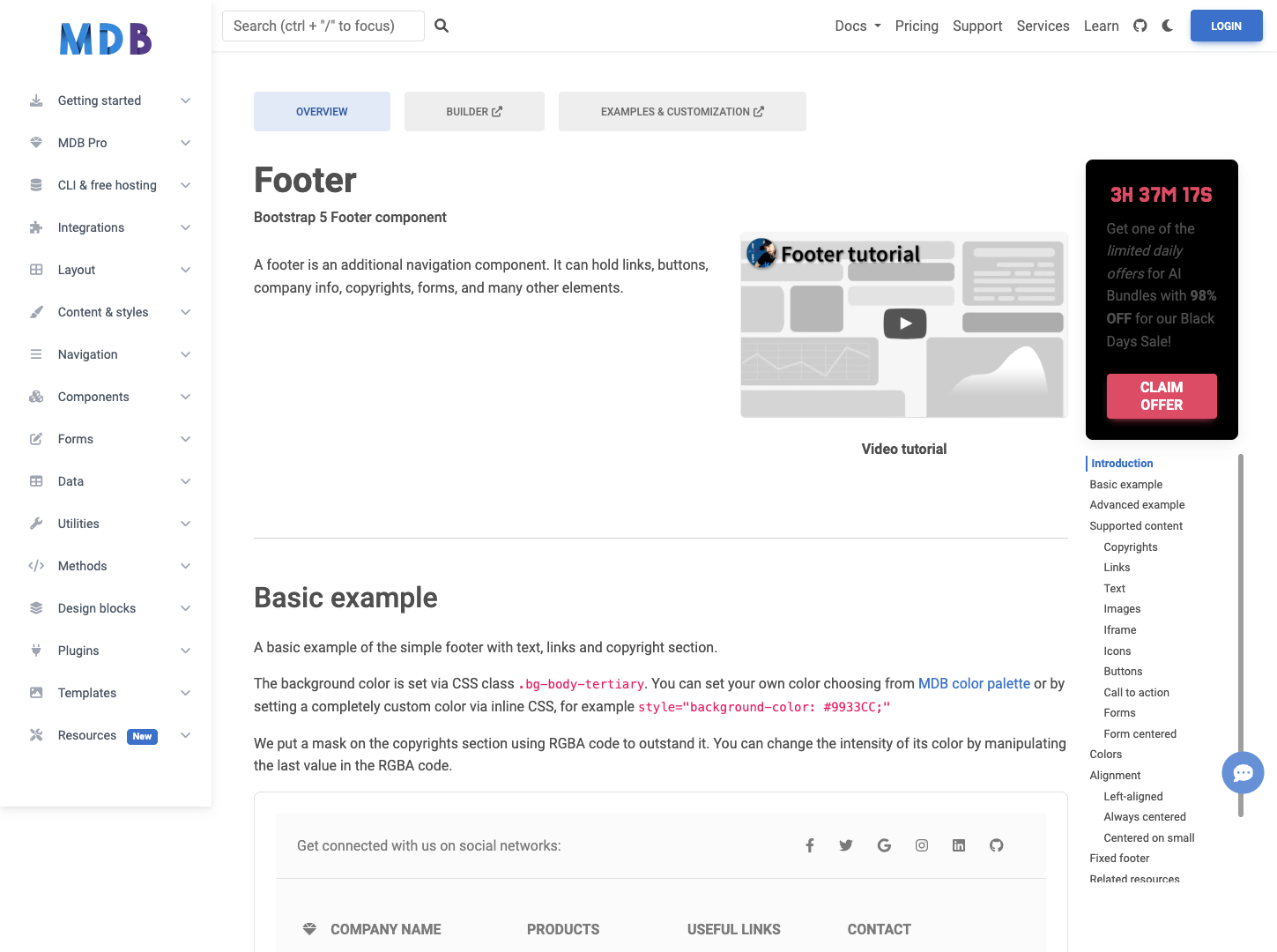 Bootstrap 5 Footer Templates screenshot