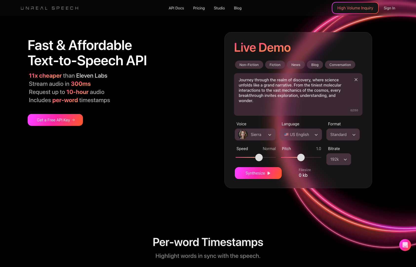 Unreal Speech screenshot