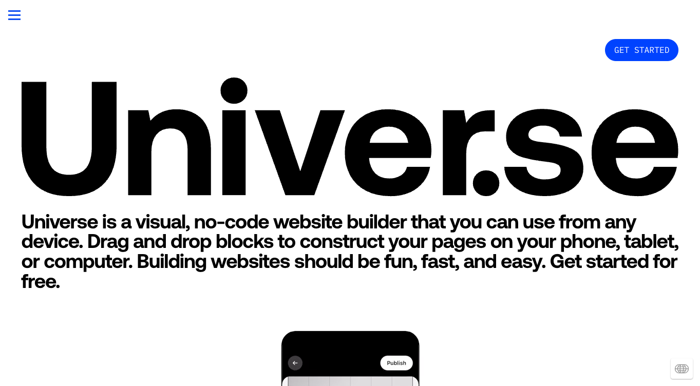 Universe Website Builder screenshot