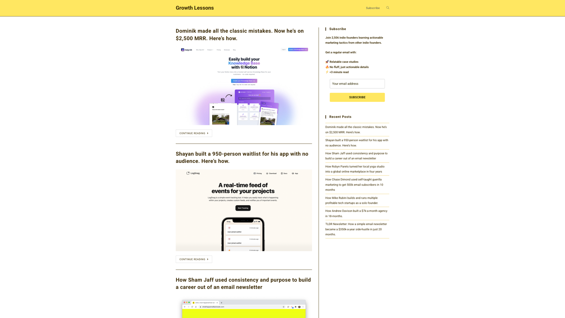 Growth Lessons screenshot