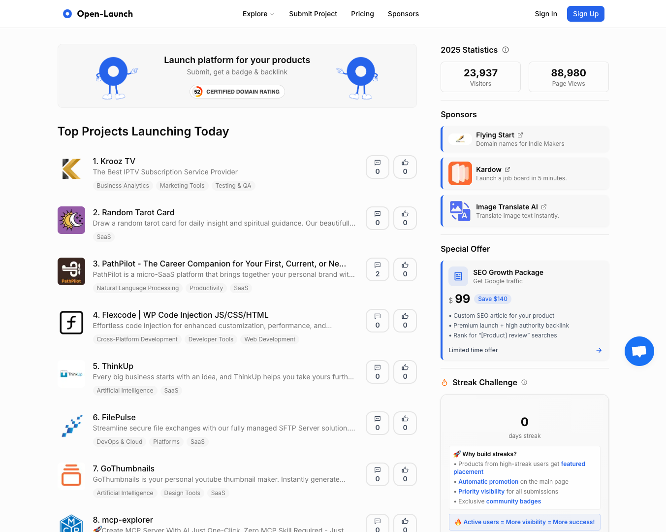 Open Launch screenshot