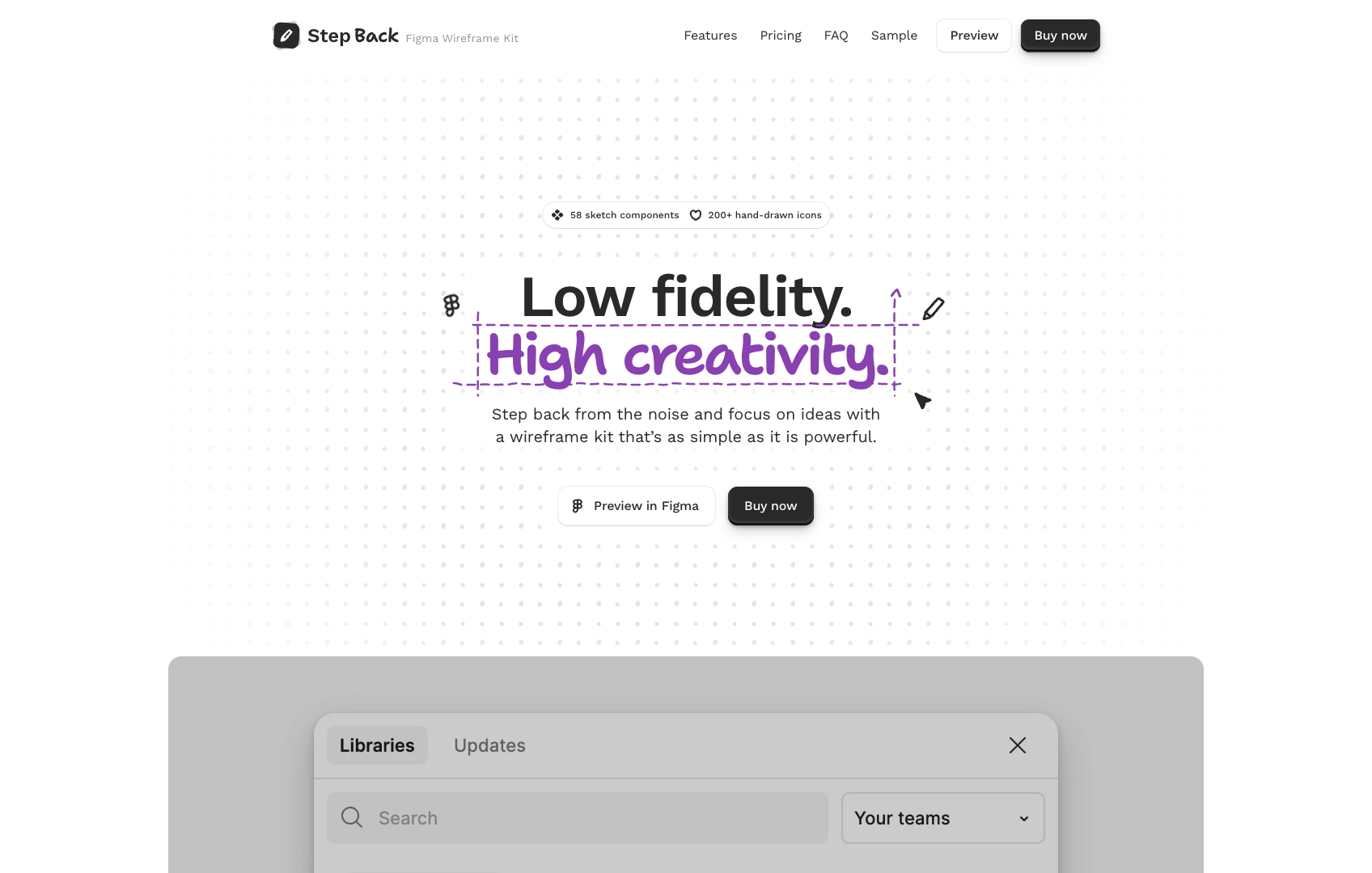 Step Back Hand-Drawn Wireframe Kit screenshot
