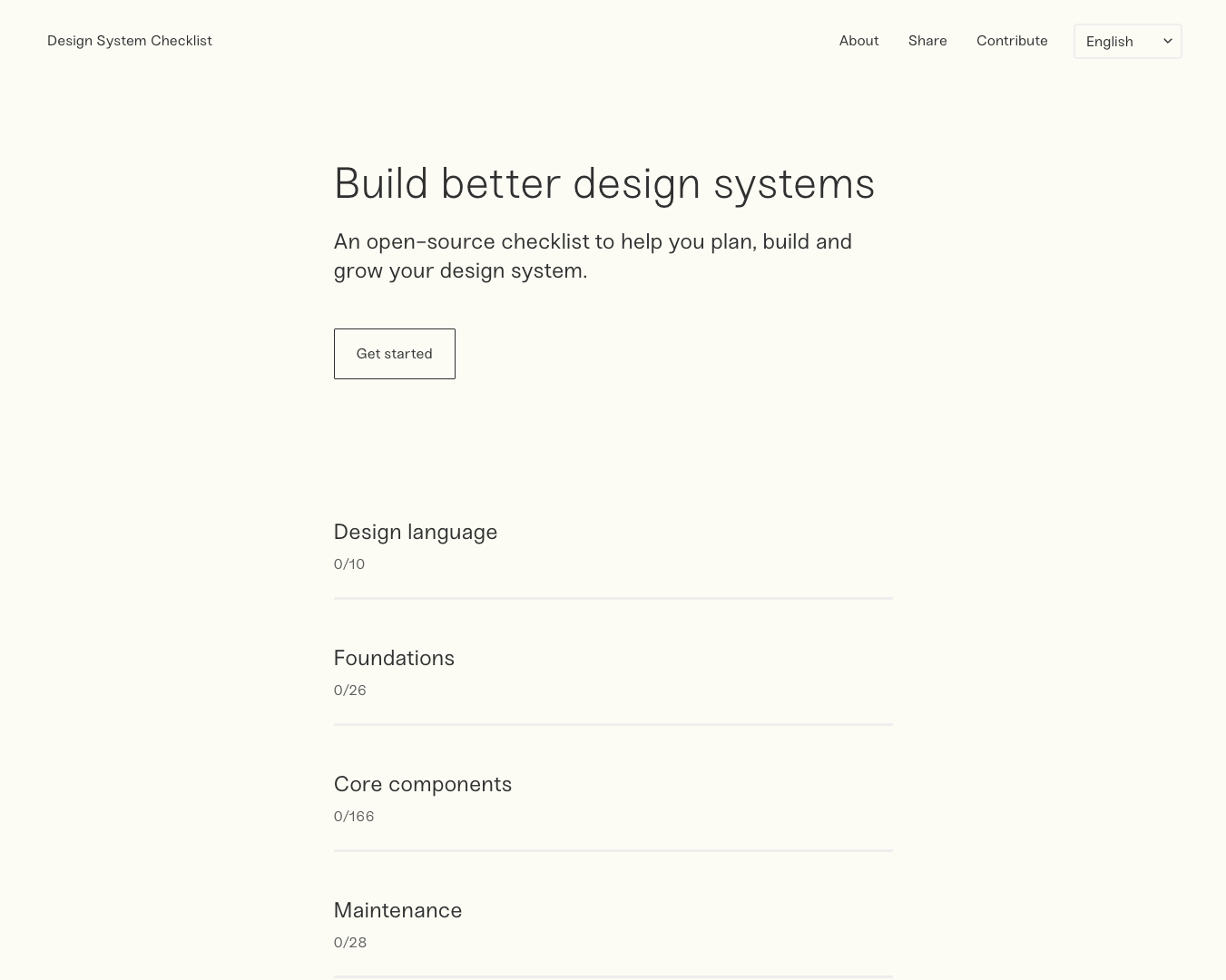 Design System Checklist screenshot
