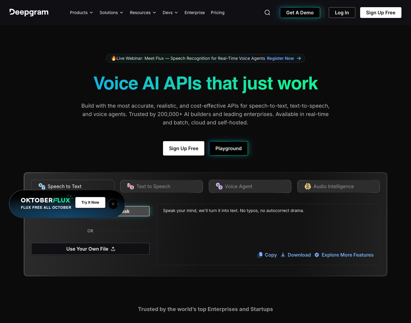 Deepgram Enterprise Voice AI screenshot