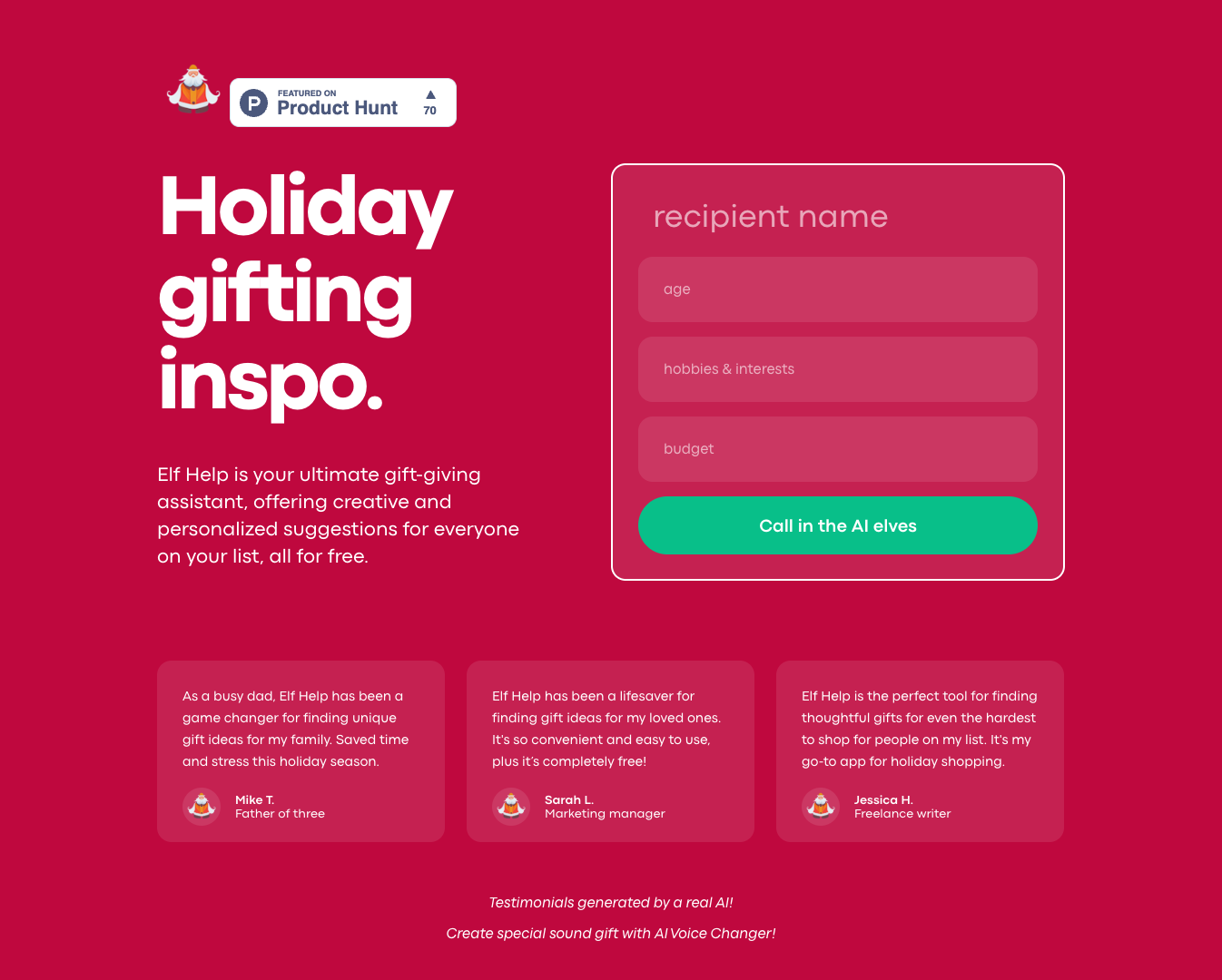 Elf Help AI screenshot