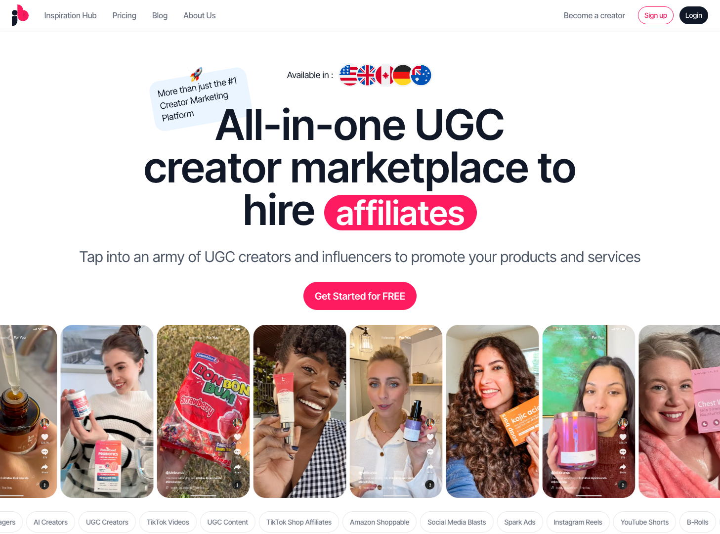 UGC Creator Marketplace screenshot