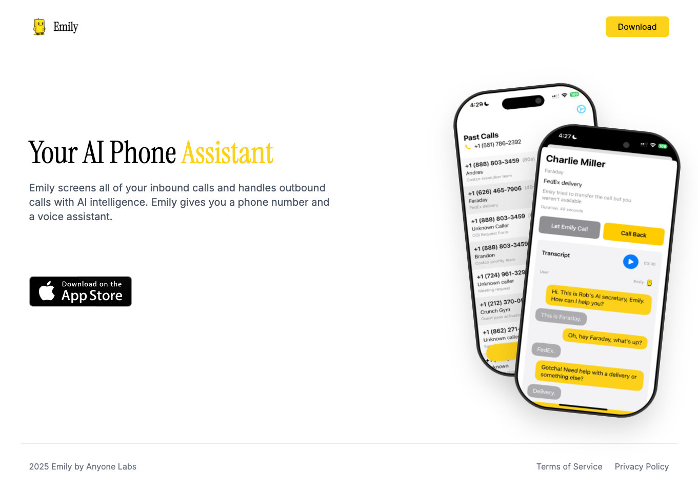 Emily AI Phone Assistant screenshot