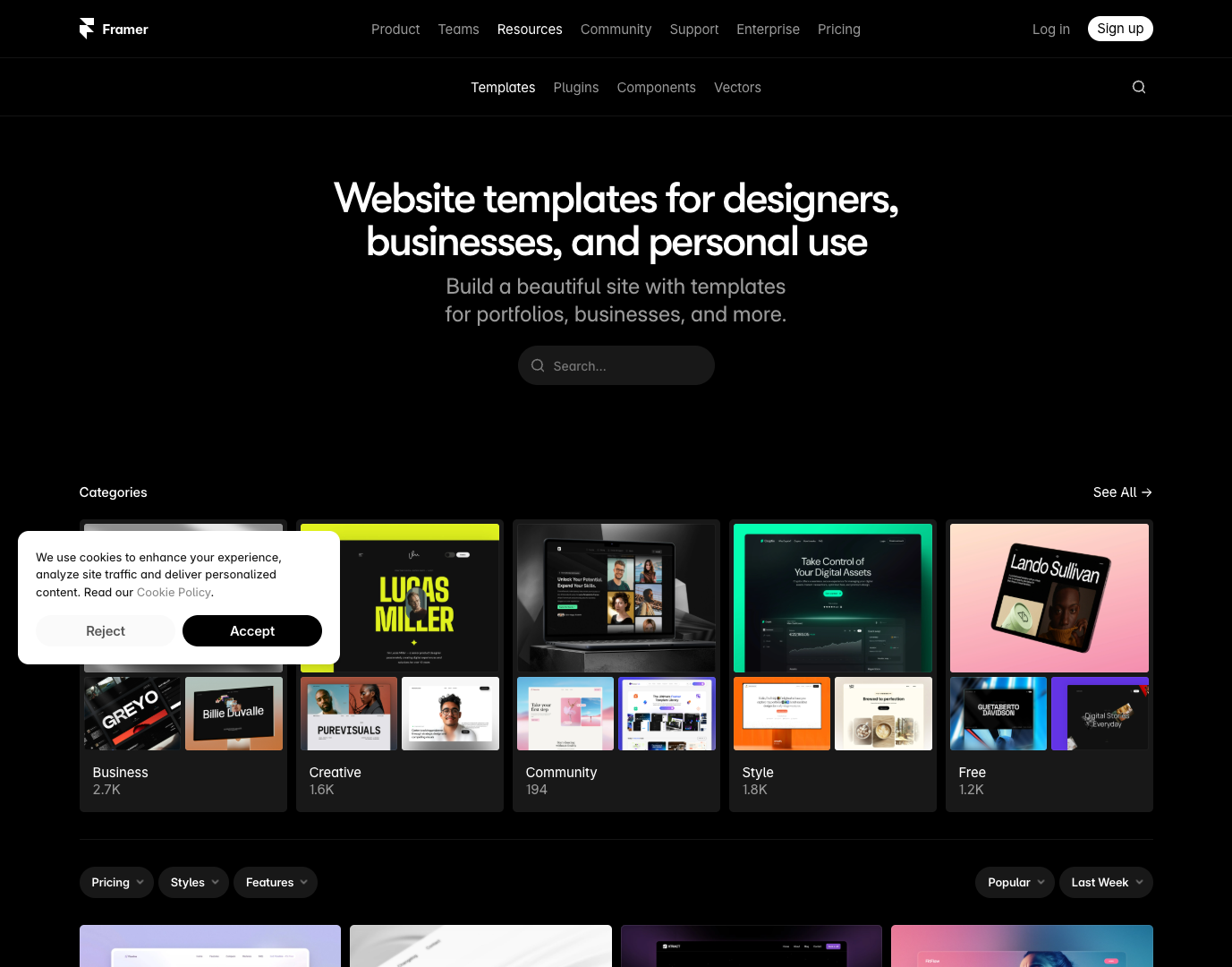 Framer Website Templates screenshot