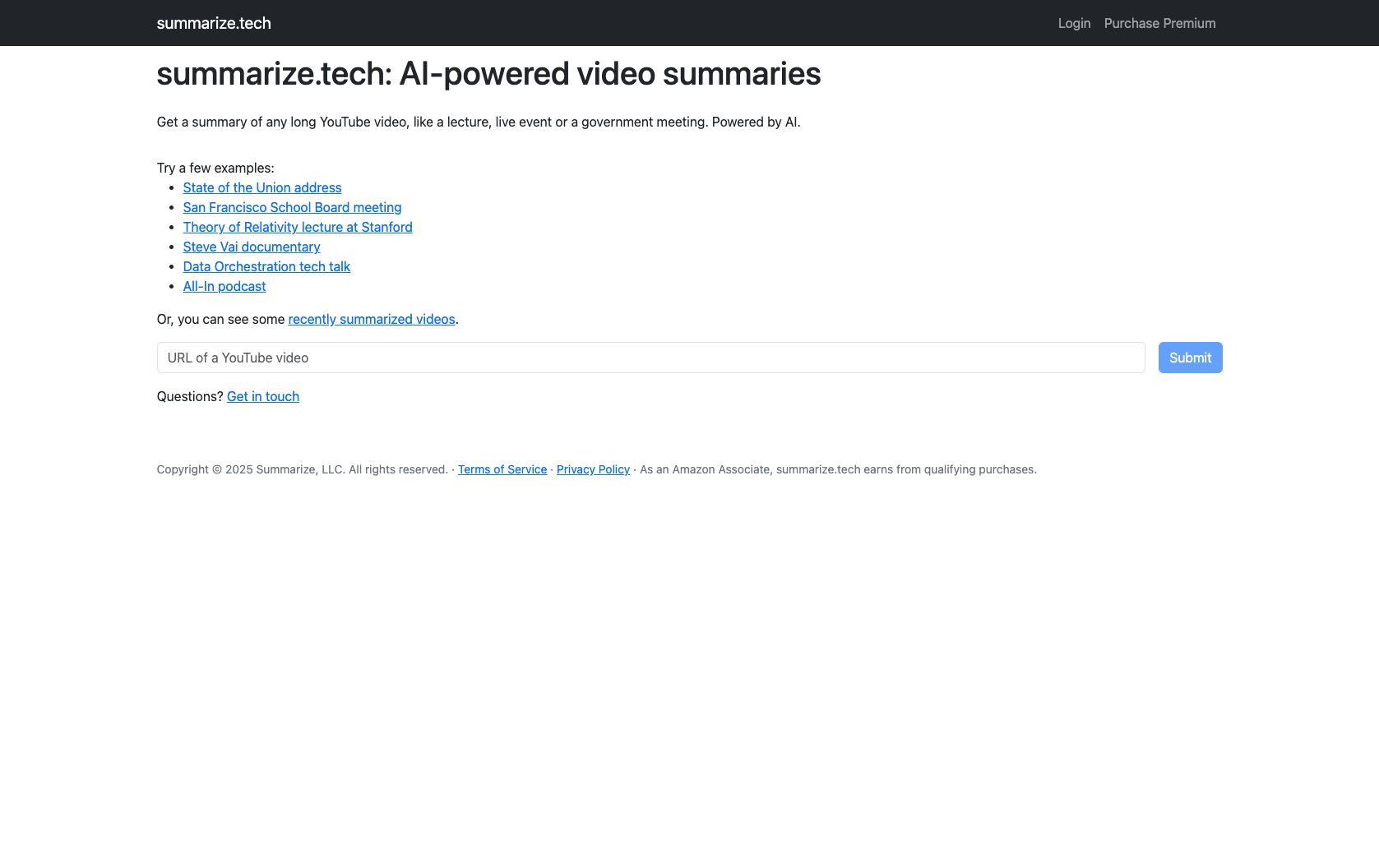 Summarize.tech screenshot