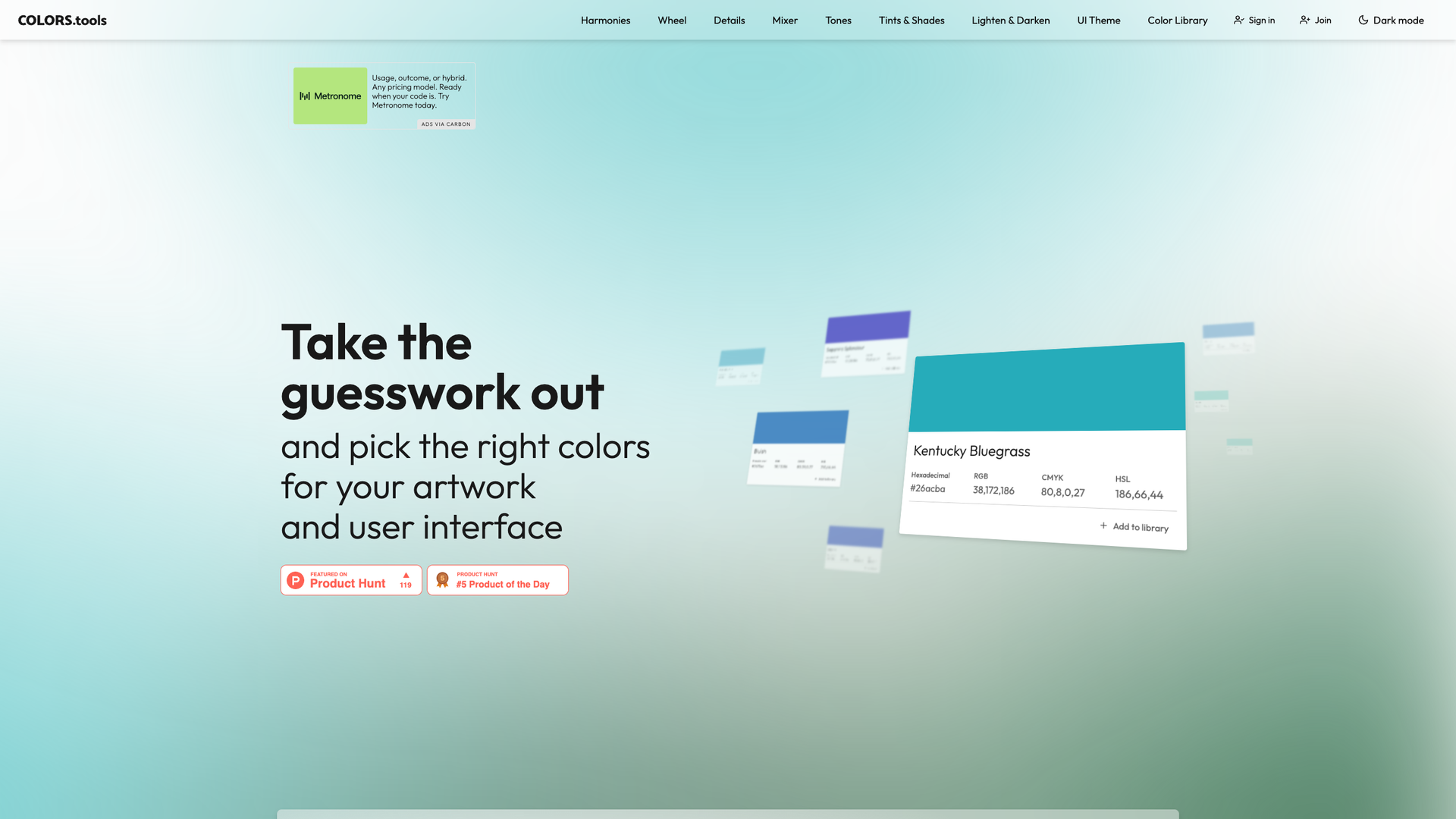 Colors.tools Color Harmony Generator screenshot