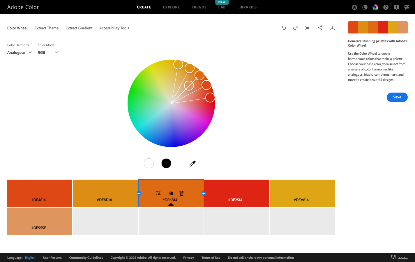 Adobe Color screenshot