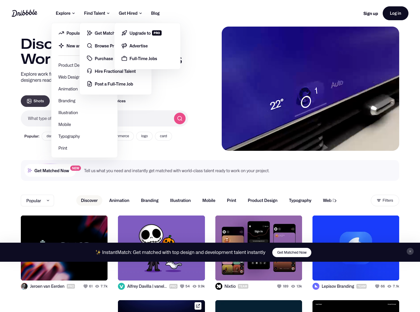 Dribbble screenshot
