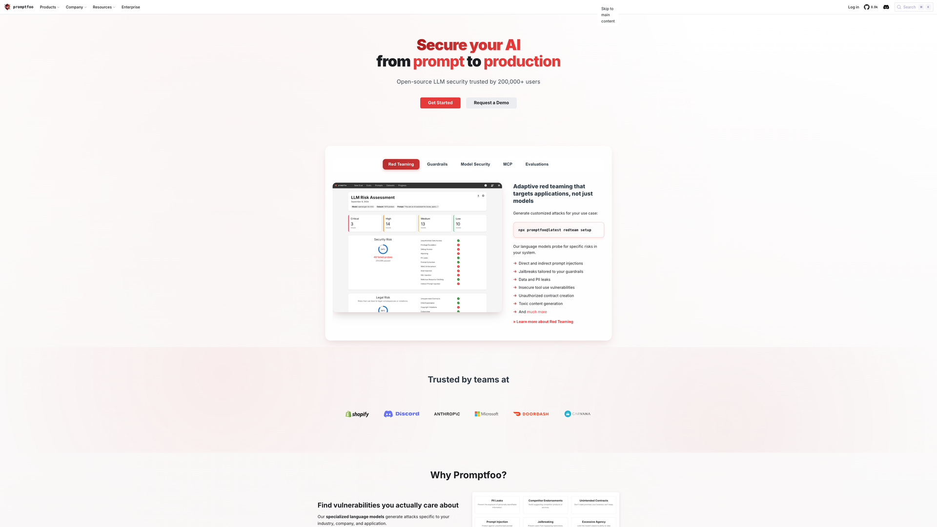 Promptfoo screenshot