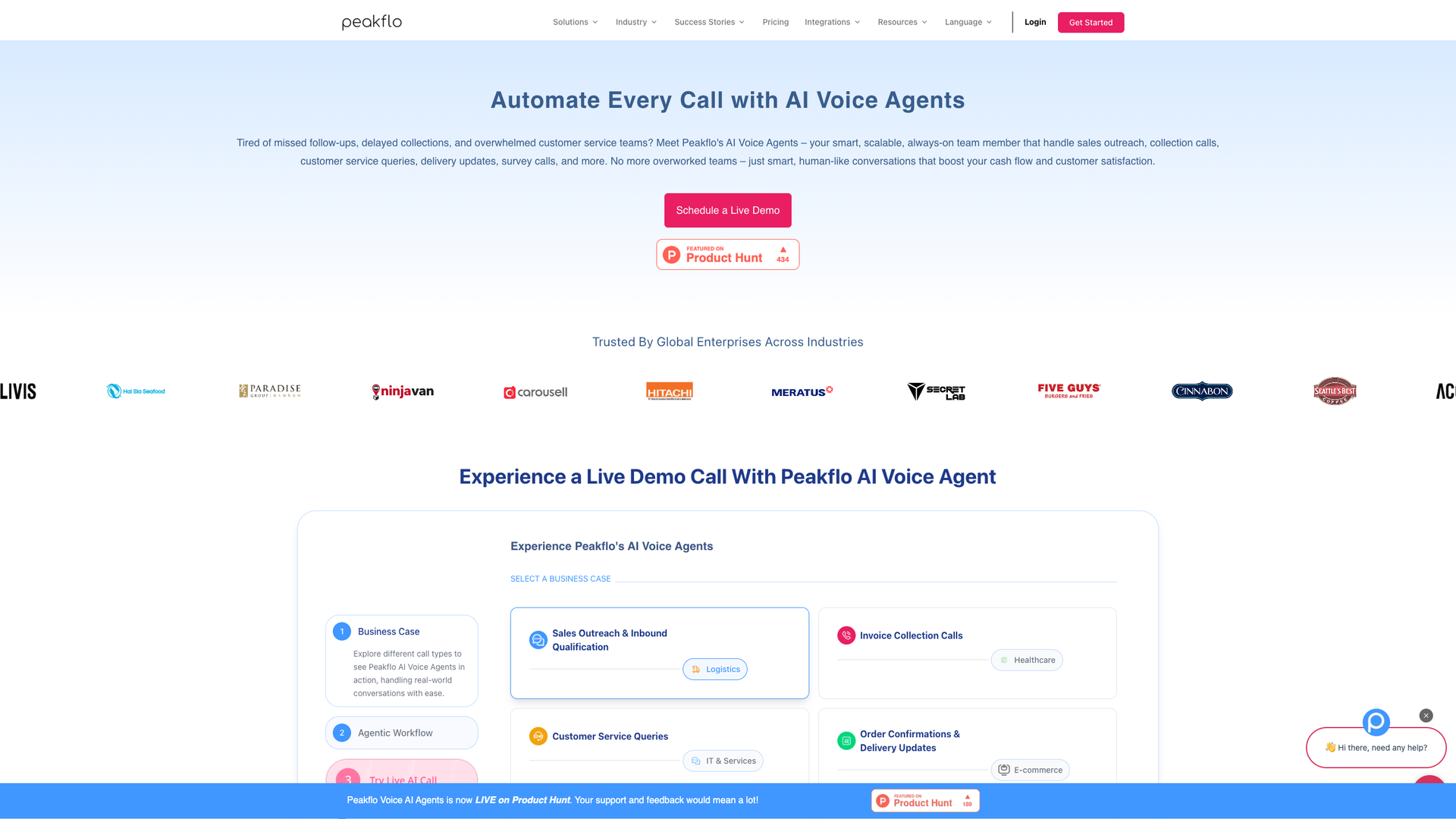 Peakflo AI Voice Agents screenshot