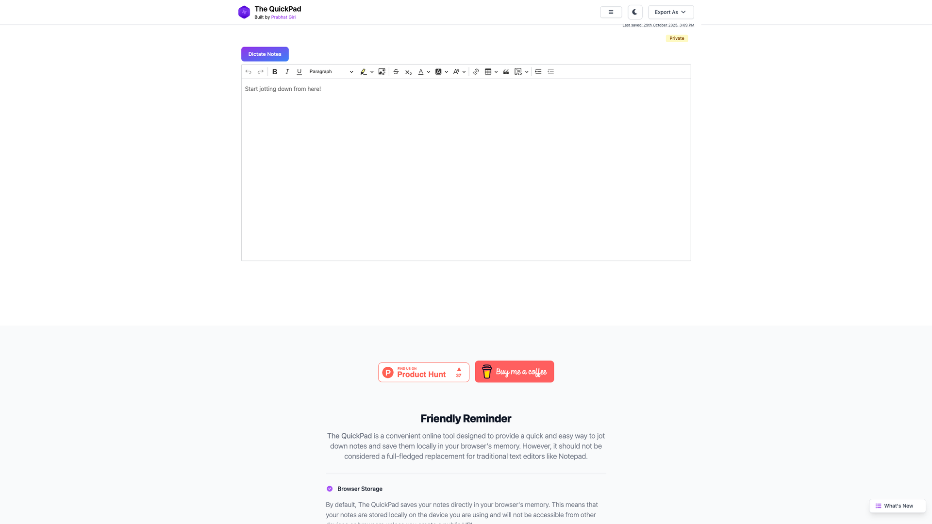 The Quick Pad screenshot