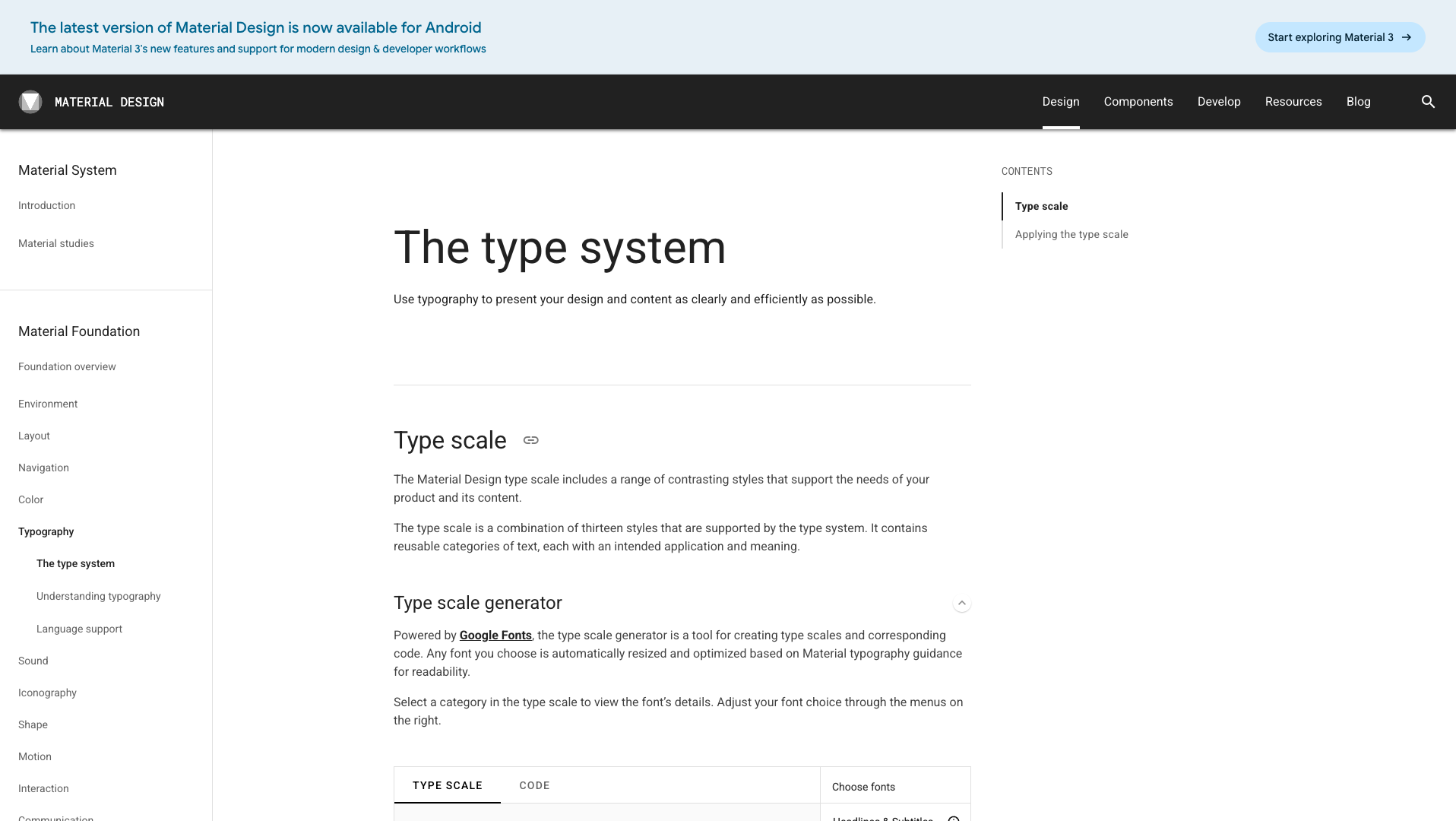 Material Design Type System screenshot