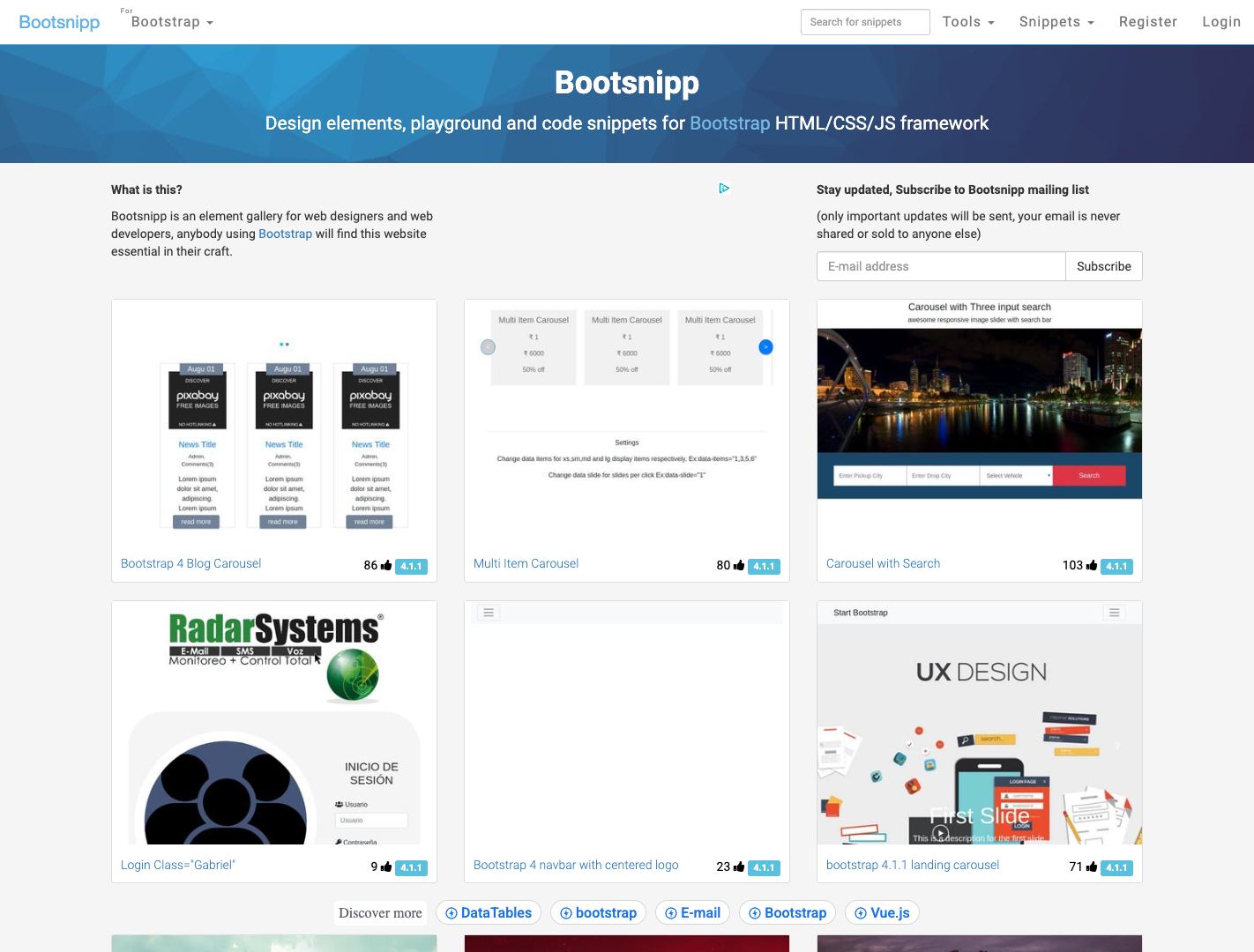 Bootsnipp screenshot