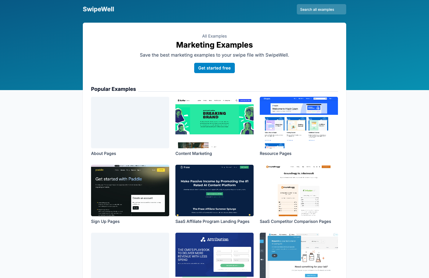 Marketing Examples screenshot
