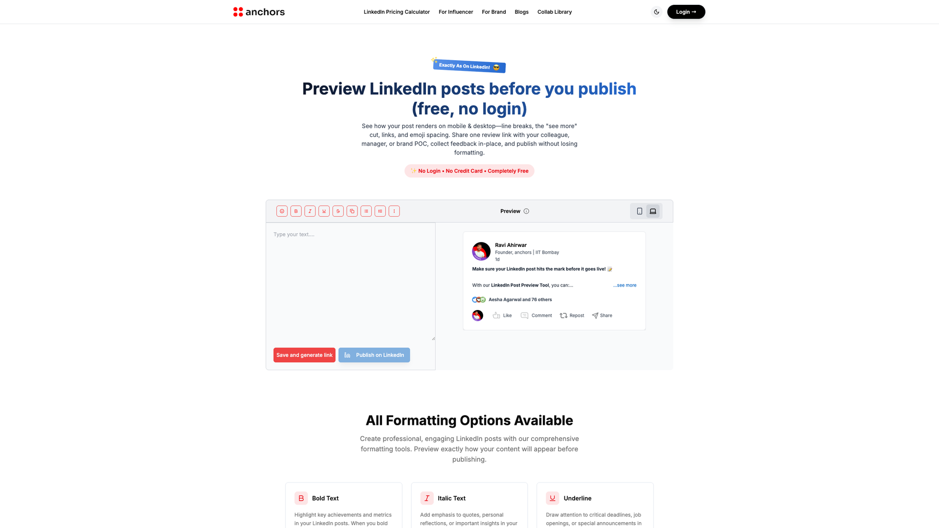 LinkedIn Post Preview screenshot