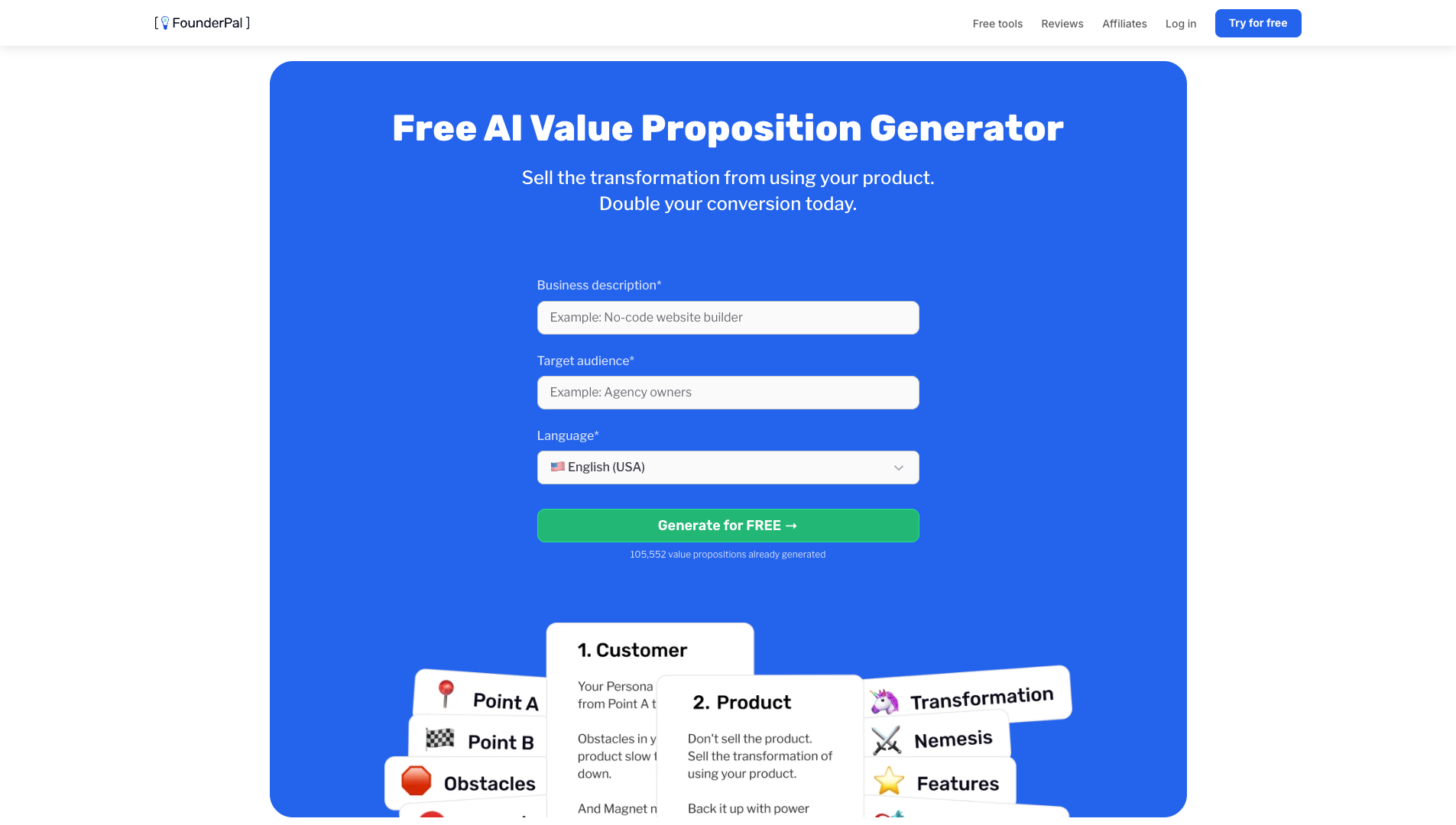 AI Value Proposition Generator screenshot