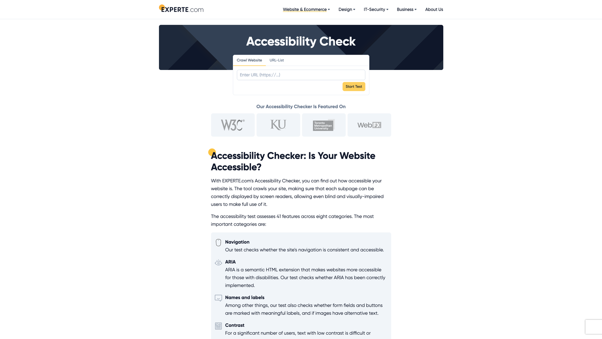 EXPERTE Accessibility Checker screenshot