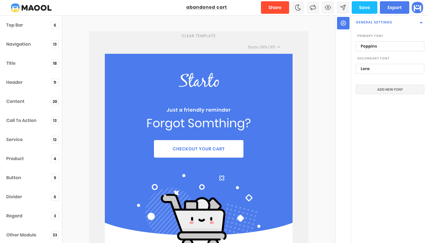 Maool Abandoned Cart Email Template screenshot