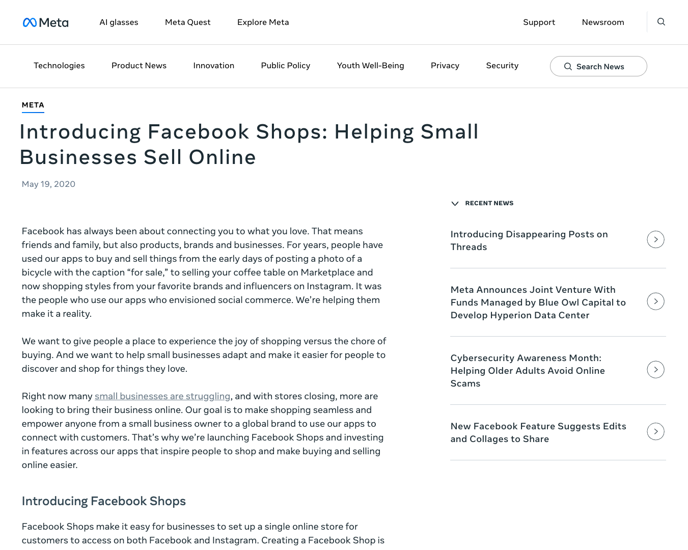 Facebook Shops screenshot