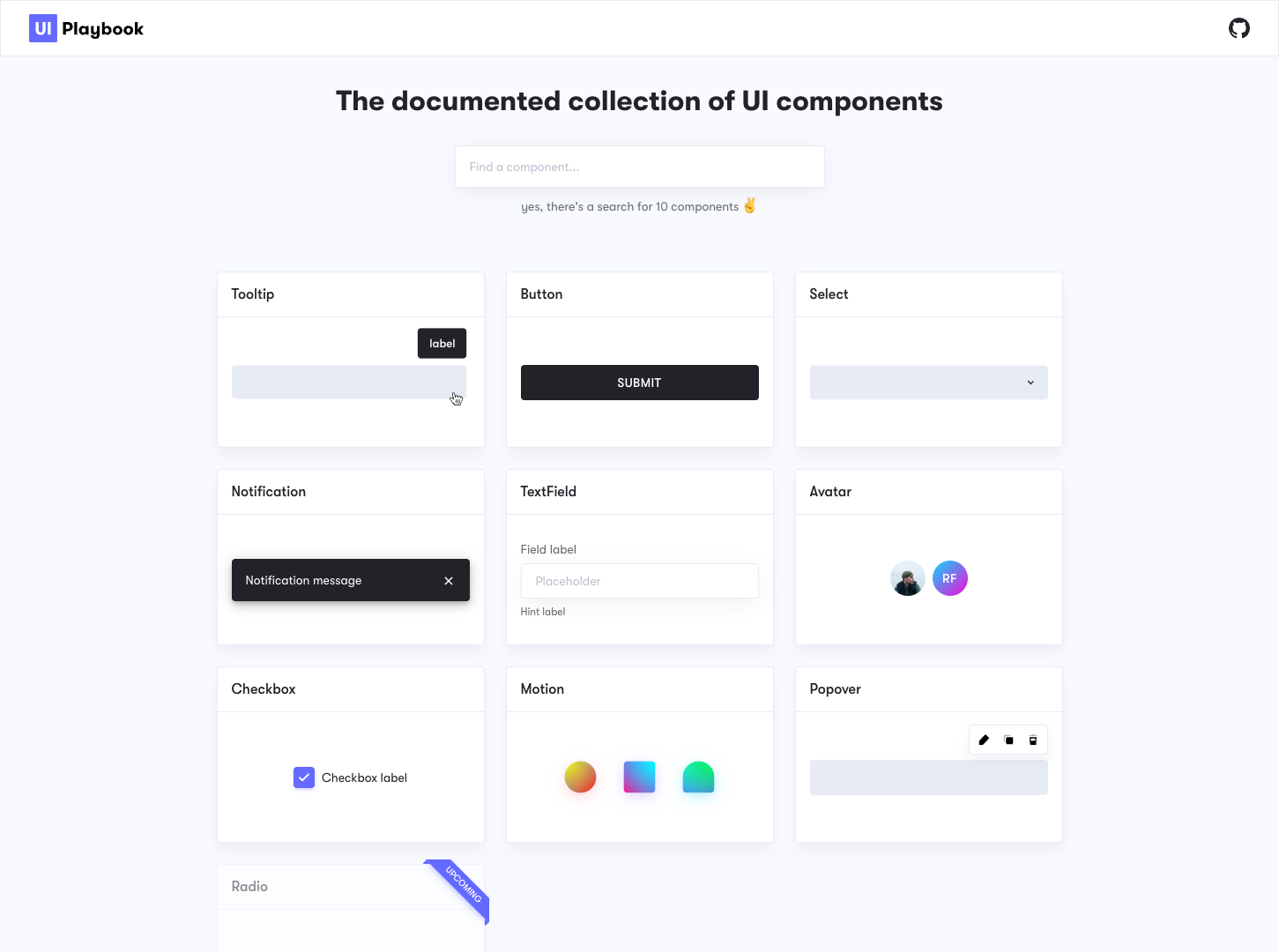 UI Playbook screenshot
