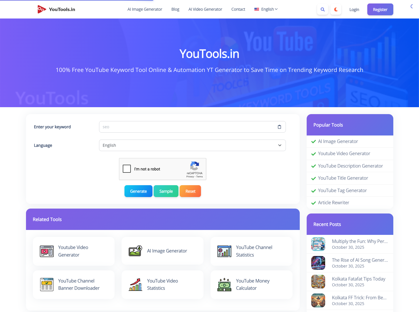 YouTools YouTube Tag Generator screenshot
