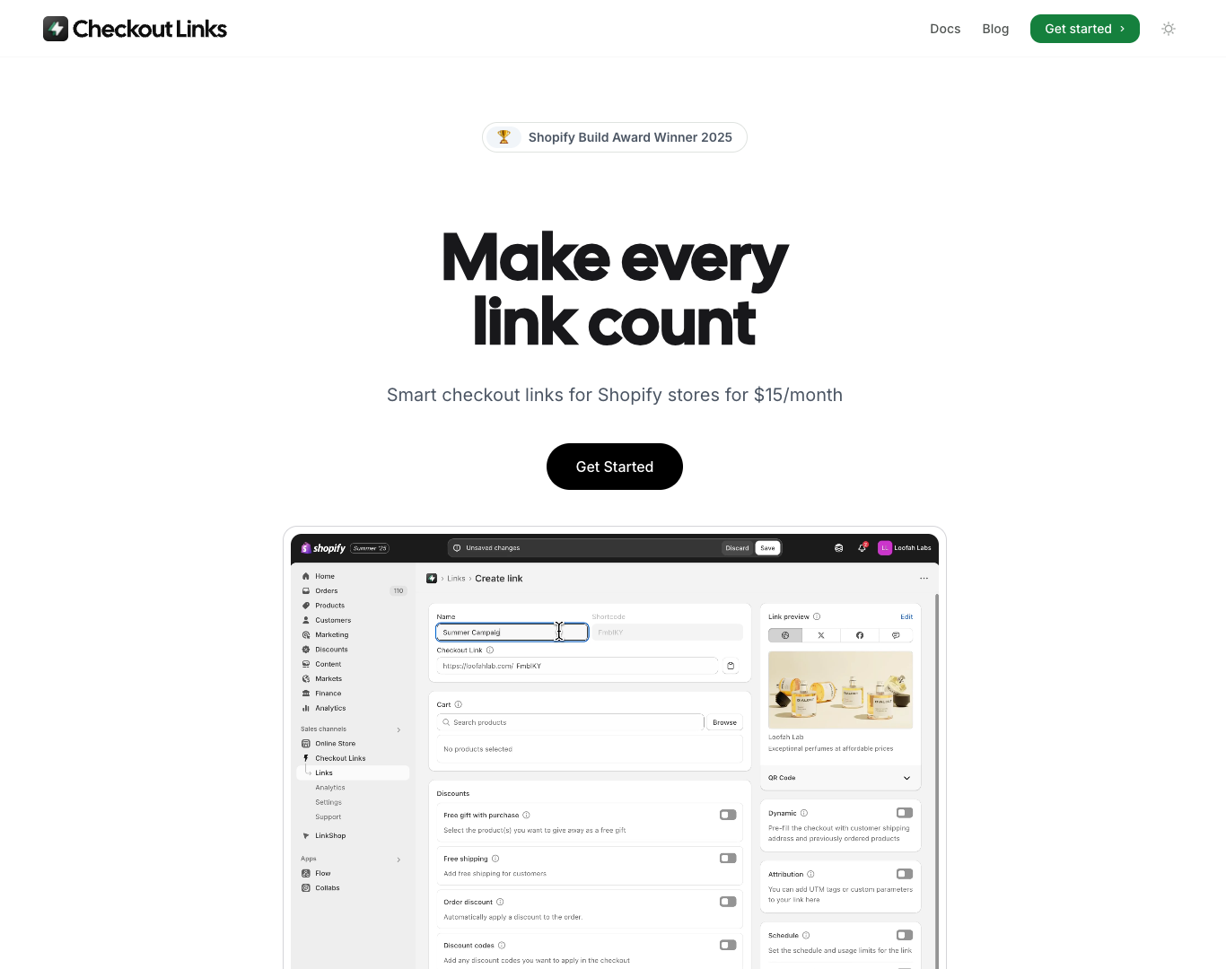 Checkout Links screenshot