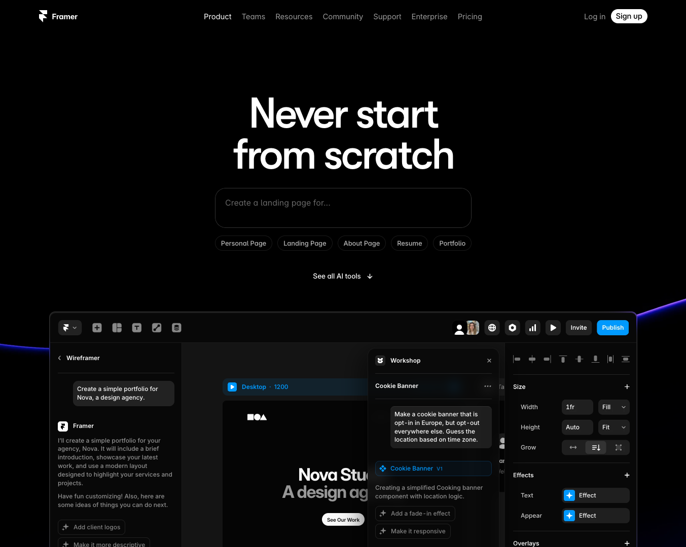 Framer Web Design screenshot