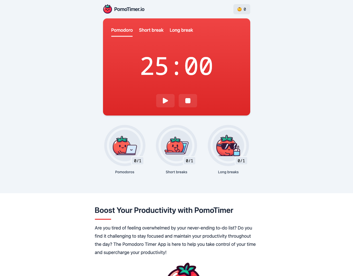 Pomotimer.io screenshot