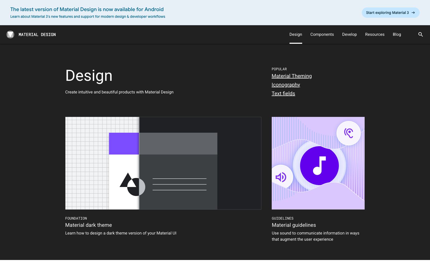Material Design screenshot