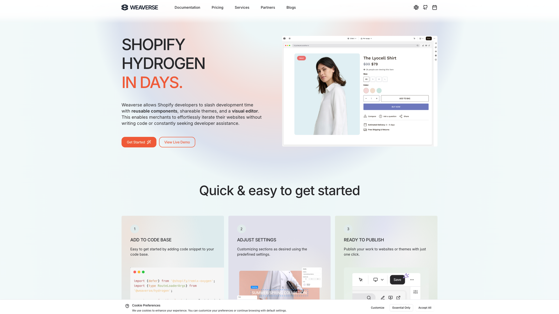Weaverse Hydrogen Builder screenshot