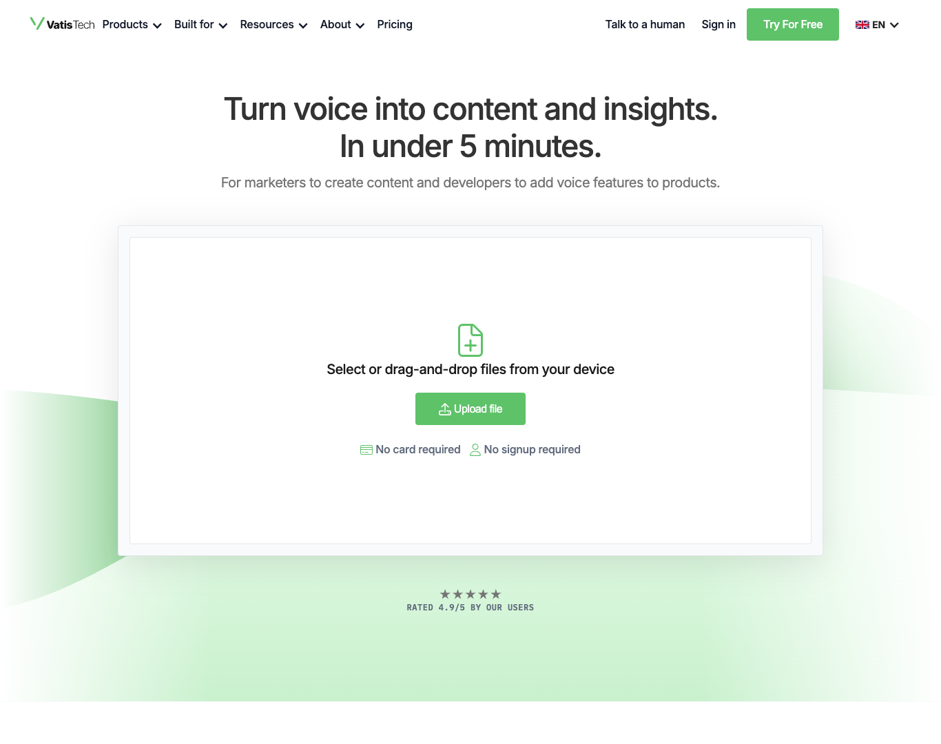 Vatis Speech-to-Text screenshot