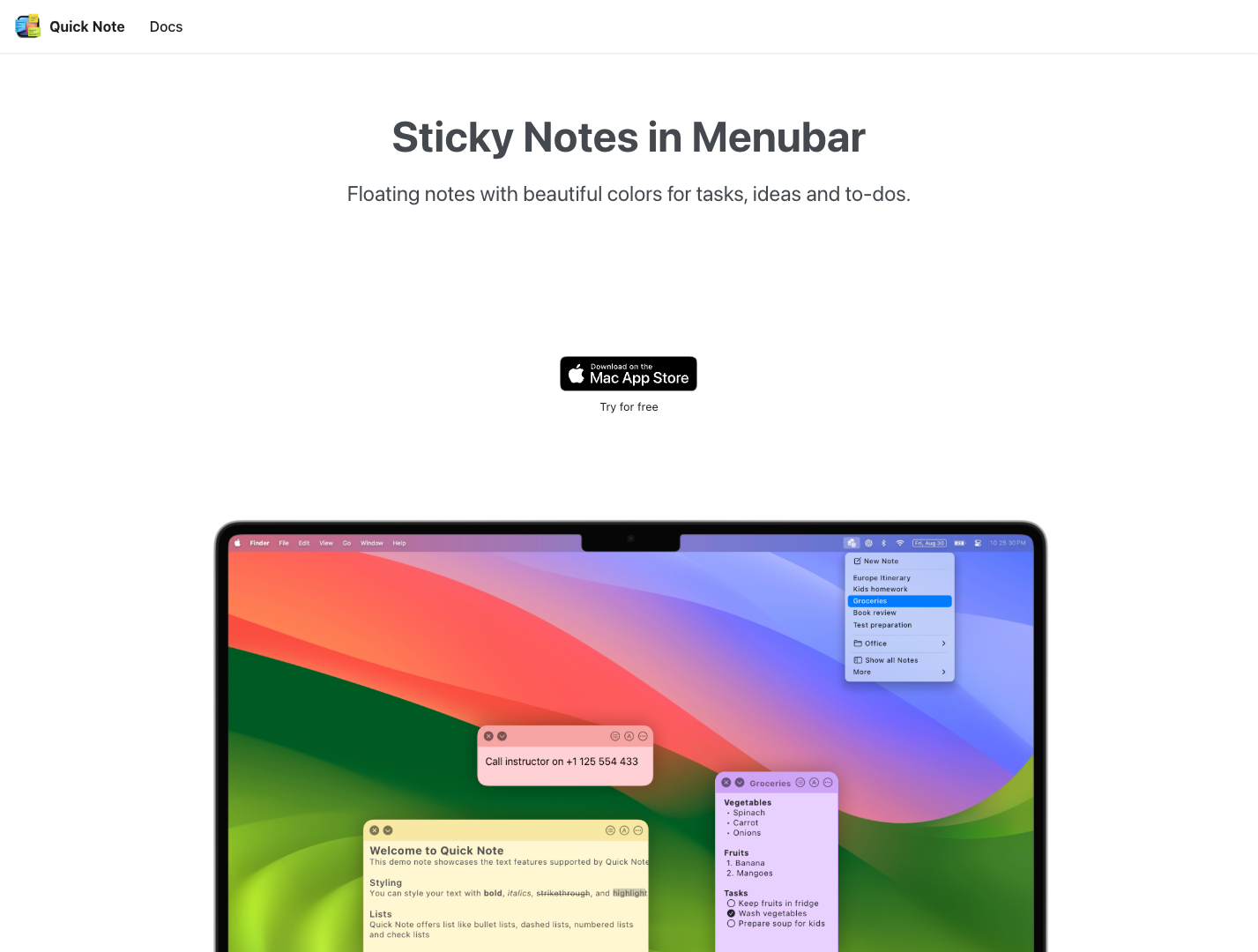 Quick Note screenshot