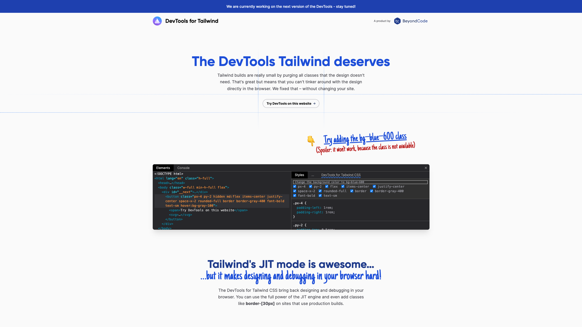 DevTools for Tailwind CSS screenshot