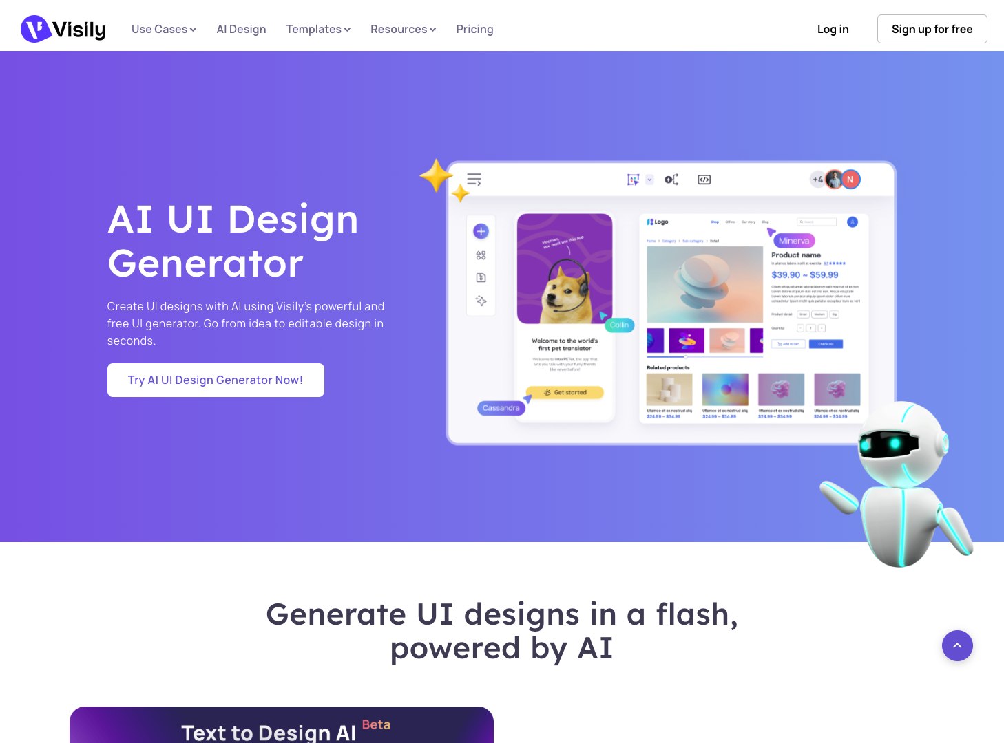 Visily AI UI Design Generator screenshot