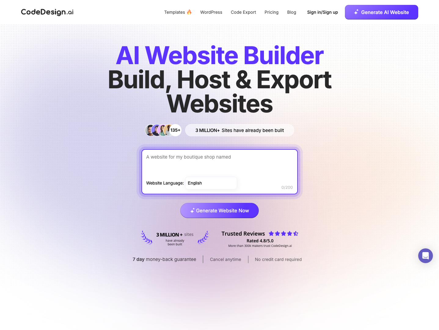 CodeDesign AI Website Builder screenshot