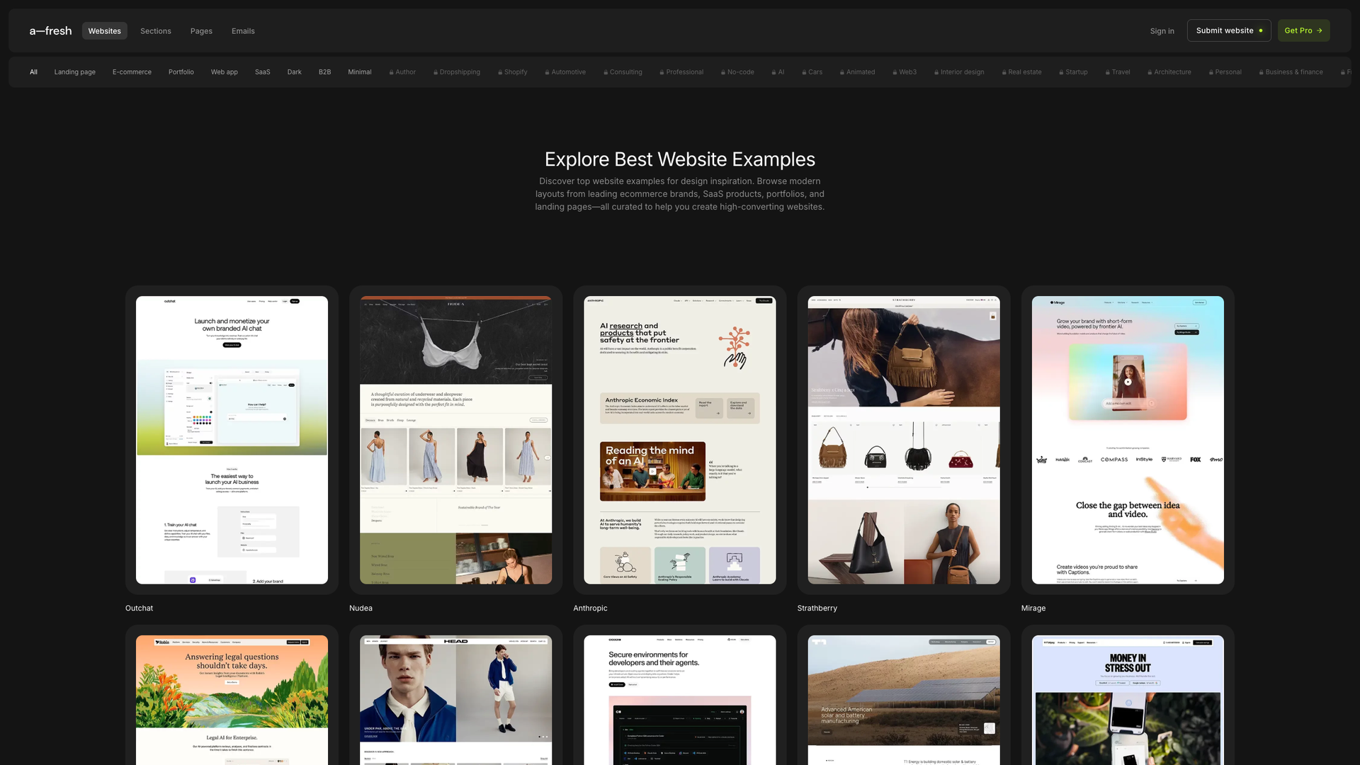 a-fresh Best Website Examples screenshot